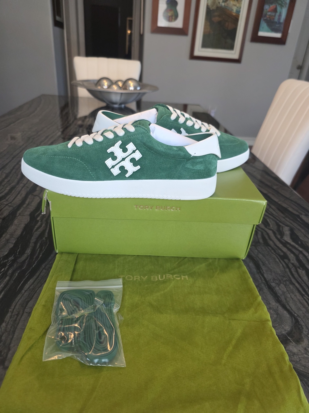 Tory Burch Phoenix Sneakers In Grass Green And White 10.5 SOLD OUT ONLINE